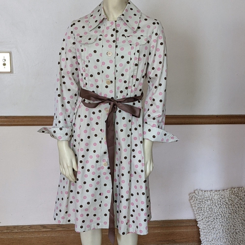 Calvin Tran Polka Dot Trench Coat Size 2